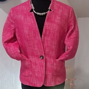 Banana Republic Vibrant Pink Tweed Blazer